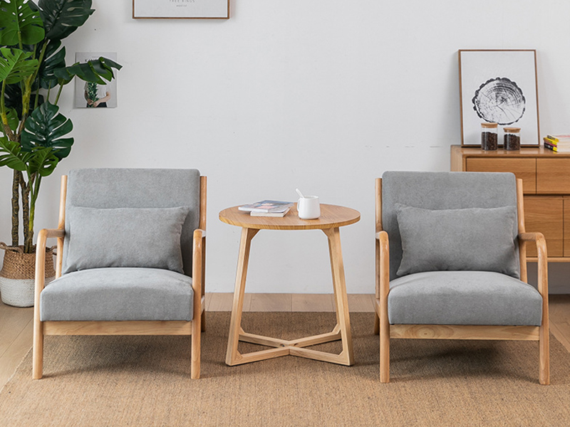 Moderna kožna stolica s drvenim rukohvatima, stolica za dnevni boravak, unutarnji namještaj YQ-K2001