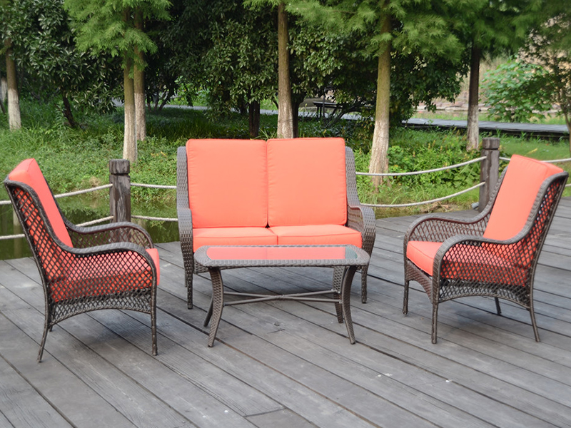 KD Design Rattan Namještaj, vanjski kauč velike veličine, set od čeličnog okvira YQR-412