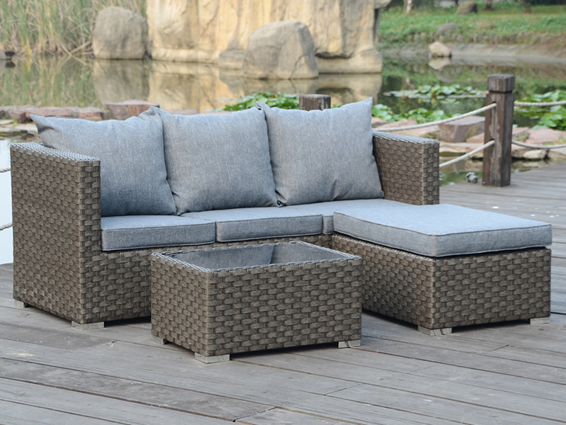 Jednostavan set kauča od 3pcs Rattan, aluminijski okvir Slobodno vanjski namještaj YQR-428