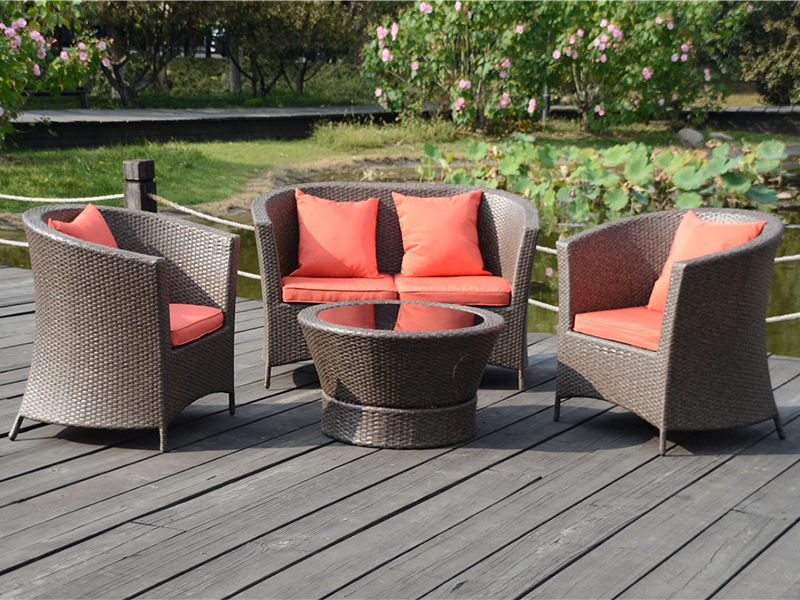 klasični rattan namještaj, 4pcs rattan kauč set, vanjski namještaj za slobodno vrijeme yqr-480