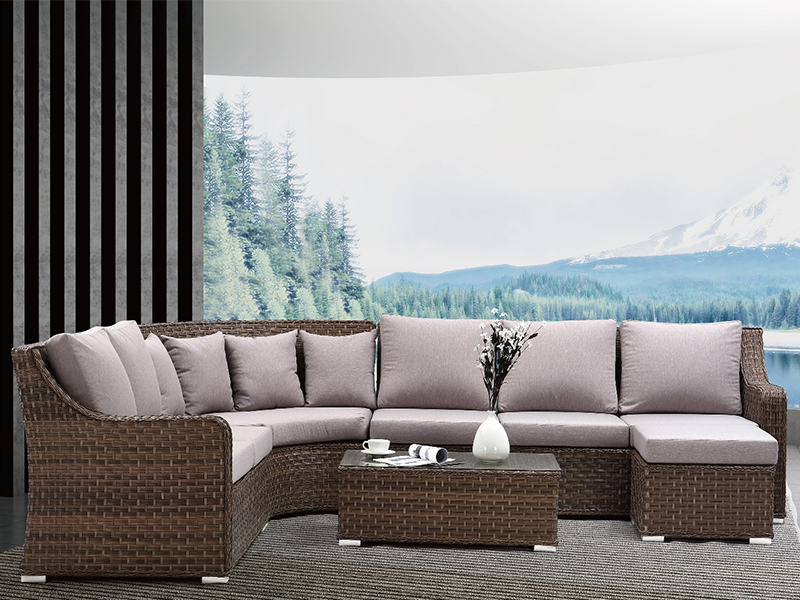 Veliki presjek Rattan Sofa, Rattan namještaj, klasični vanjski namještaj YQR-541
