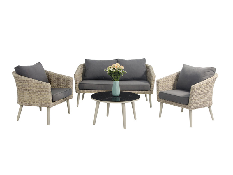 Polu okrugli rattanski kauč set, KD dizajn, aluminijski okvir rattan kauč set