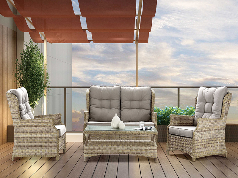 4PCS Rattan Garden kauč postavljen polukrugom Rattan i okrugli ratanski tkanje YQR-724